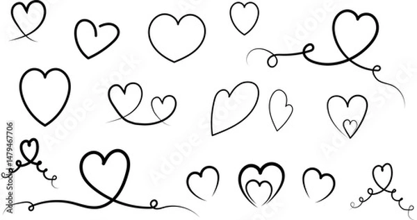 Obraz Heart shapes set in different variations for multiple designs 