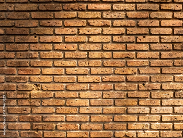 Fototapeta old red brick wall texture background crack on surface with light and shadow