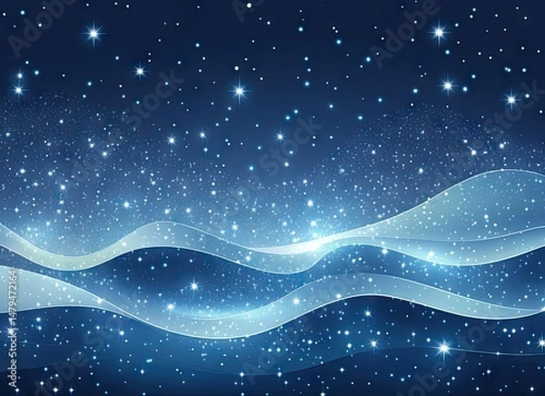 Fototapeta A serene night sky filled with twinkling stars and a shimmering wave of light. creating a magical atmosphere perfect for backgrounds or celestial-themed designs