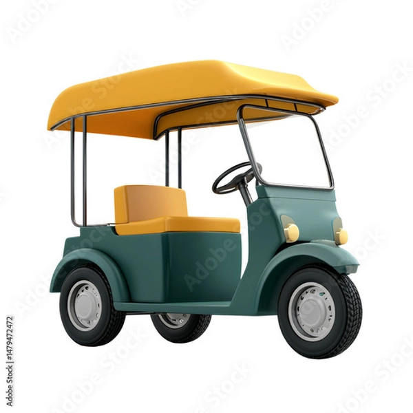 Fototapeta Stylized three-wheeled vehicle with a cheerful disposition on an ethereal backdrop