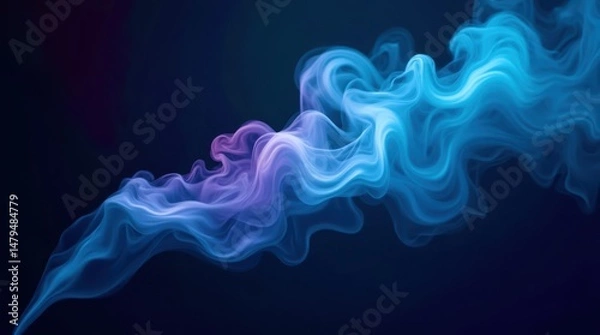 Fototapeta A blue and purple smoke trail is shown in the image