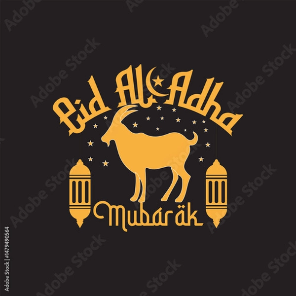 Fototapeta Typography Eid Al Adha wish invitation Greetings card Design 
 