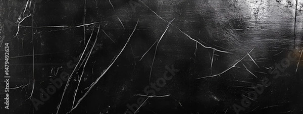 Fototapeta Detailed abstract black and white textured surface with scratches and subtle grunge effect ideal for backgrounds