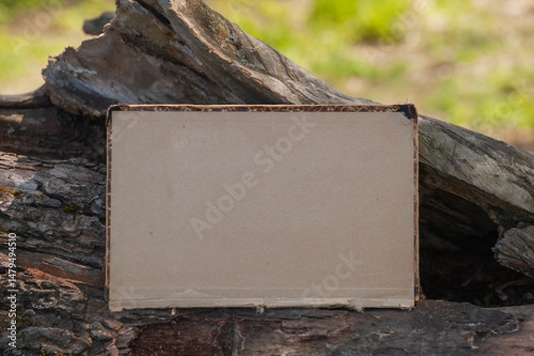 Fototapeta Vintage empty paper lies on the old wooden texture
