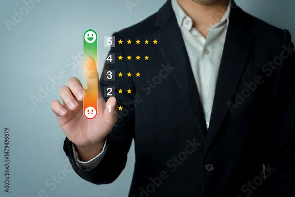 Obraz Businessman Rating System with Stars and Feedback Concept