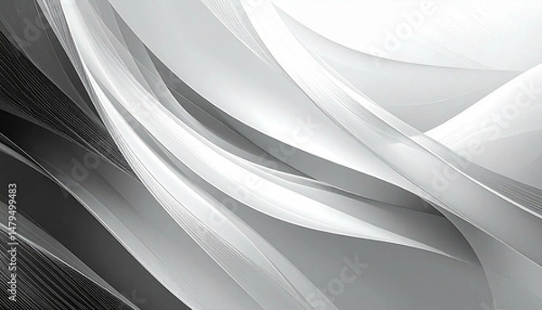 Obraz Elegant, monochromatic waves cascade across the frame, creating a serene, abstract texture