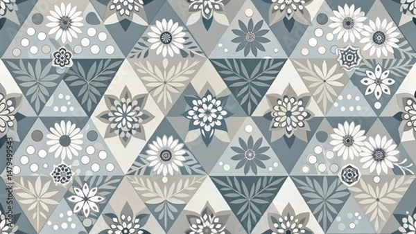 Obraz Elegant Floral Geometric Pattern with Triangular Design and Subtle Color Palette