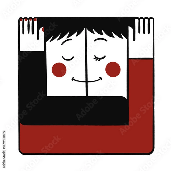 Obraz 寄り添うカップルのキャラクター｜安心感と絆を表すミニマルイラスト