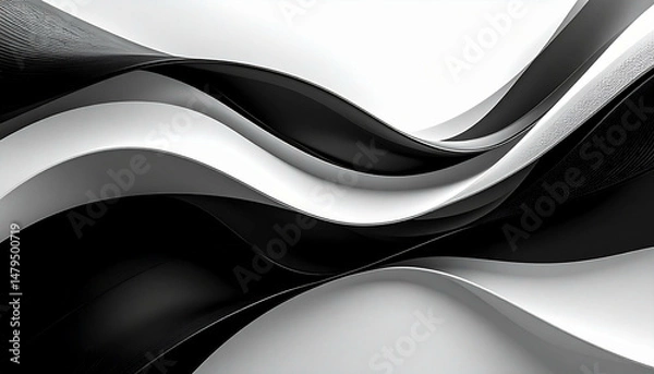Obraz Abstract flowing monochrome layers create a dynamic, wave-like effect with textural details