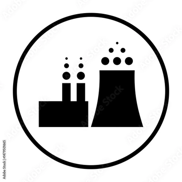 Obraz Runder schwarzer Button mit Industrie Symbol	