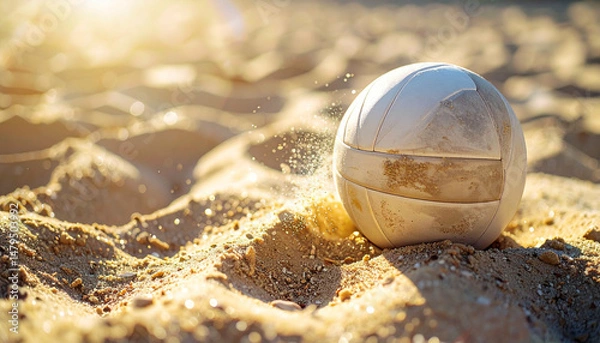 Obraz Beach ball on sand, sunlit
