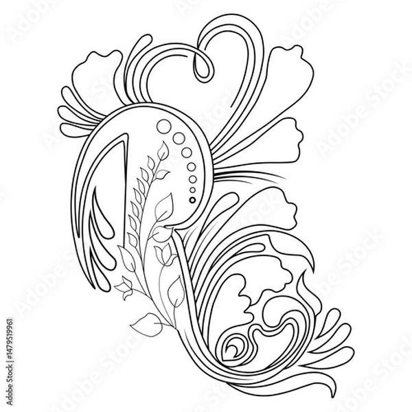 Fototapeta  An illustration of a vectors different type of  flowers in continuous line art drawing style.