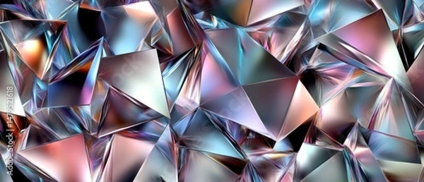 Fototapeta Abstract iridescent geometric shapes