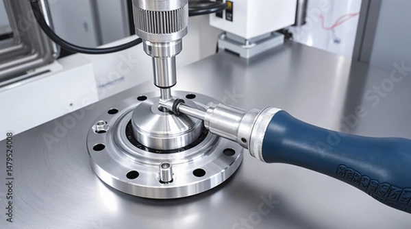 Fototapeta Precision Engineering Tool in Use on Industrial Machinery with Metal Components