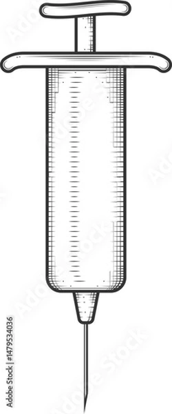 Fototapeta Syringe Sign Outline. Medical Injection Isolated Element