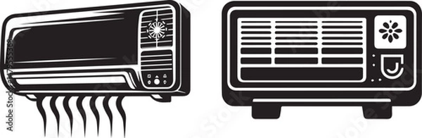 Obraz Modern Air Conditioner Vector Illustration – Cooling Device Clipart