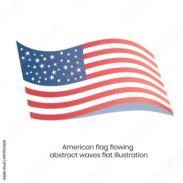 Obraz American flag transformed into flowing abstract waves flat illustration