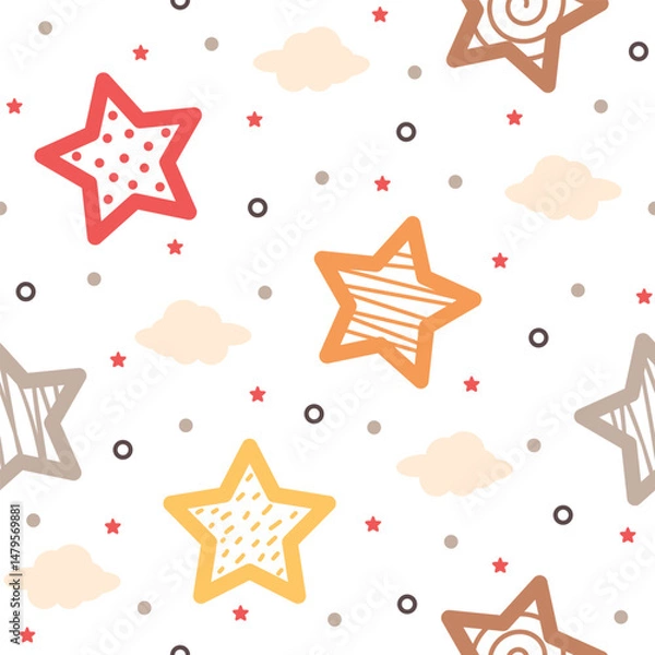 Obraz Cute little stars hand drawn, seamless design for print on fabric and other uses.