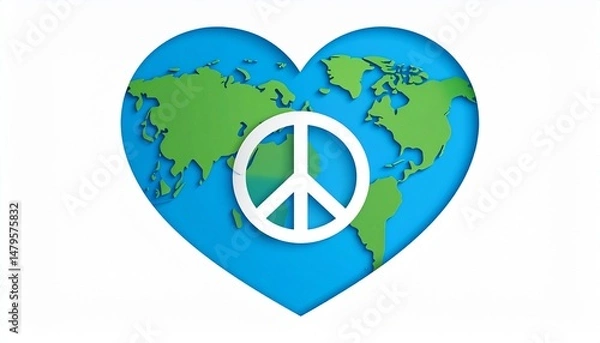 Obraz Paper Cut Out Heart Shaped Planet Symbolizing Global Peace