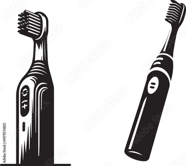 Obraz Electronic Toothbrush Vector Illustration – Modern Dental Care Device in Flat Style