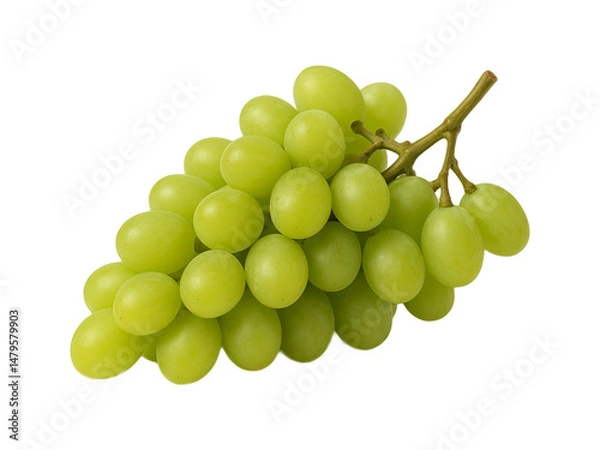 Fototapeta fresh green grape  on white background, isolated, clipping path, transparent