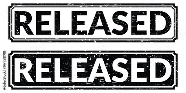 Fototapeta Released rubber stamp, Released stamp seal, Released black stamp, Grunge black released rubber seal stamp on white background