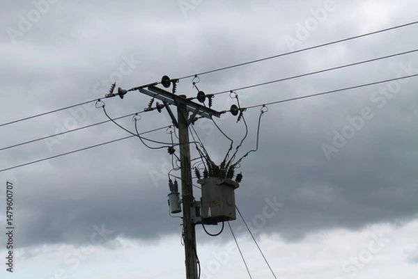 Fototapeta The Switchgear on an Electricity Transmission Pole.