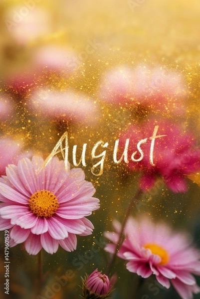 Obraz A word "August" written on the floral natural background 
