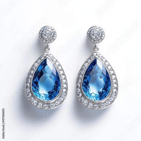 Fototapeta set of earrings with gems in white background 