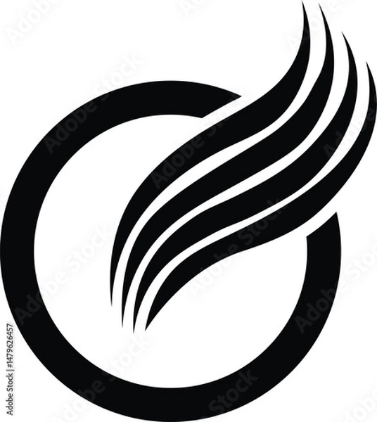 Fototapeta Abstract "O" logo design with flowing lines and circle, A clean, modern interpretations of the letter "O" logo and icon
