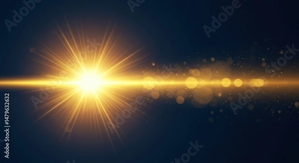 Fototapeta Dazzling golden light burst with a luminous streak over a dark abyss captivating and mesmerizing