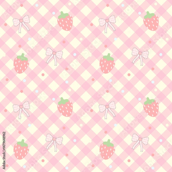 Fototapeta vector seamless pattern with strawberry