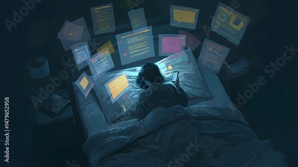 Fototapeta The Dark Side of the Digital Age How Social Media Usage Can Contribute to Anxiety and Depression An Illustrated Guide to Understanding the Problem