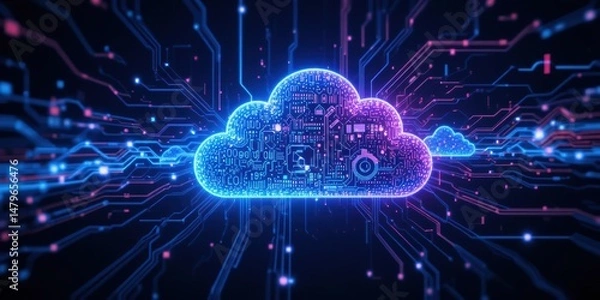 Obraz Digital Cloud Computing Network: Innovation in Data Storage and Processing