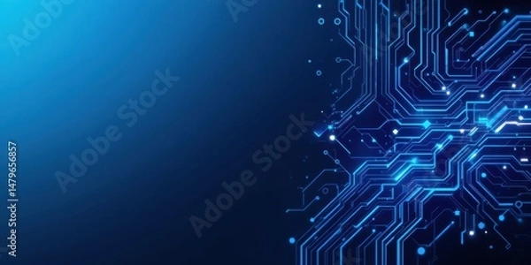 Fototapeta Abstract Digital Circuitry: Glowing Blue Technology Background