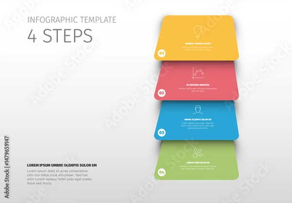 Fototapeta Four Steps Infographic Template with Vertical Flow Design
