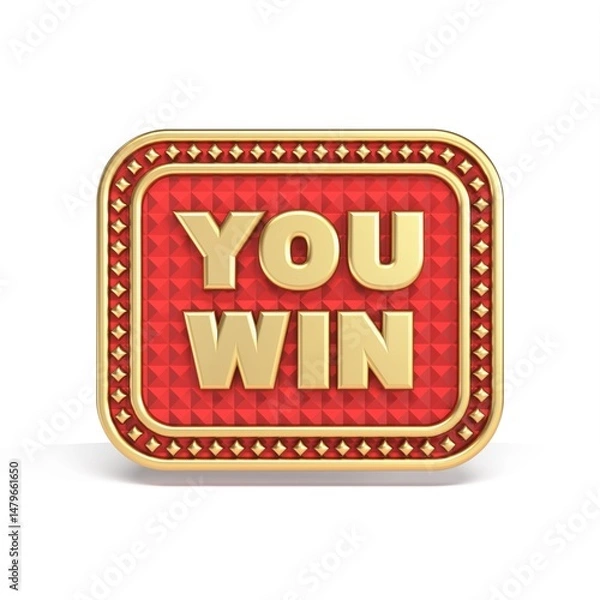 Fototapeta You win red golden sing Square shape 3D