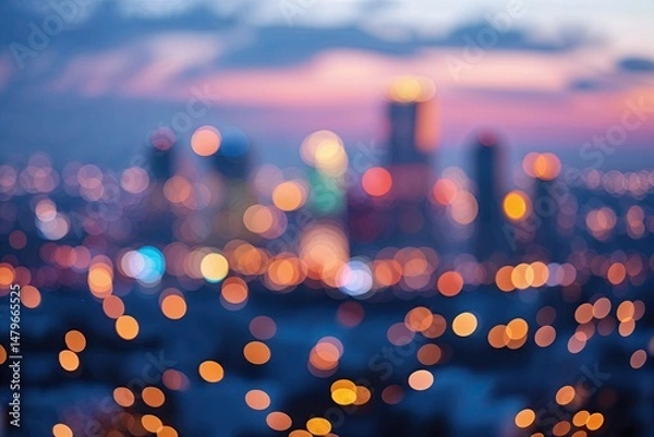 Fototapeta Stunning Bokeh Photography of Twinkling Twilight Skyline with Soft Color Palette