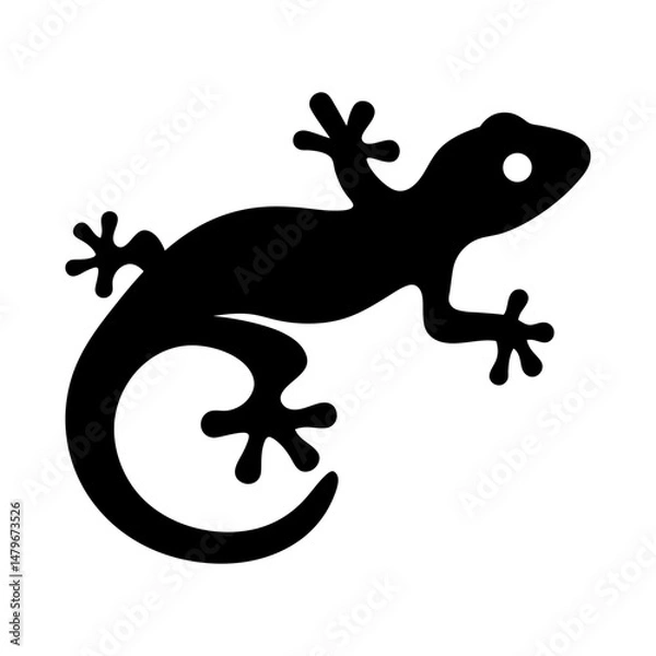 Fototapeta lizard animal black silhouette icon - designs for jungle animals lizard Safaris, wildlife, rainforest, vector on a white transparent.