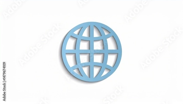 Fototapeta Simple Globe Icon with Paper Cut Out Layers