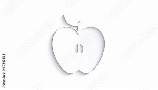 Obraz Simple Apple Silhouette for School in Paper Cut Out