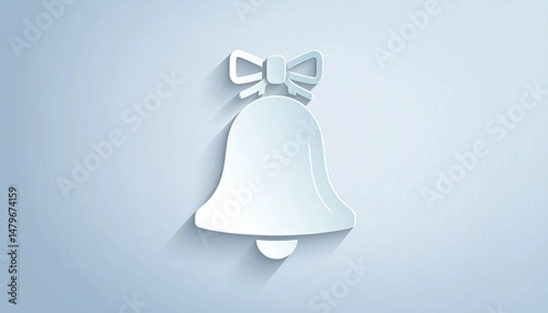 Obraz School Bell Icon in Paper Cut Out Style