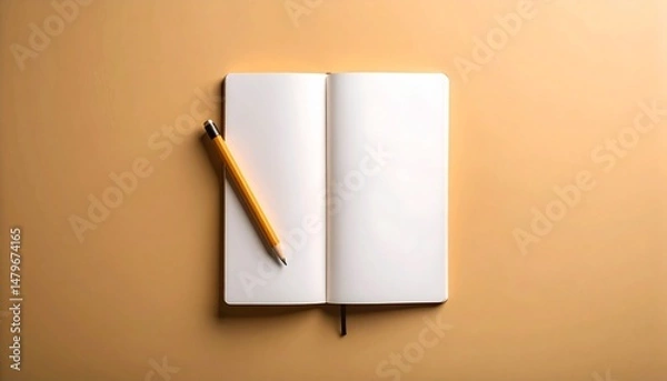Obraz Notebook and Pencil Minimal Composition