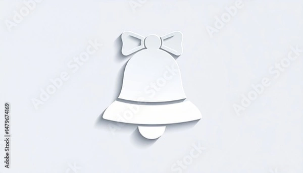 Obraz School Bell Icon in Paper Cut Out Style