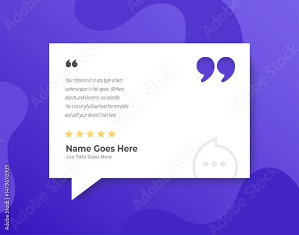 Fototapeta Creative Testimonial templates, Empty speech bubbles, What our Clients Say, Quote, Review, Feedback, Infographic Template, Label, editable text box layout, recommendation note