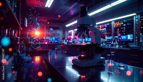 Fototapeta The lab is alive with the spirit of inquiry.  