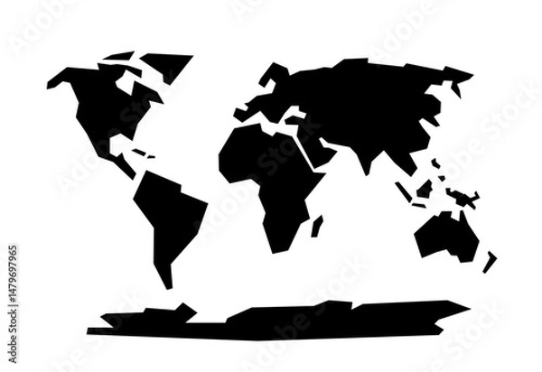 Fototapeta The geomatric world map in black color