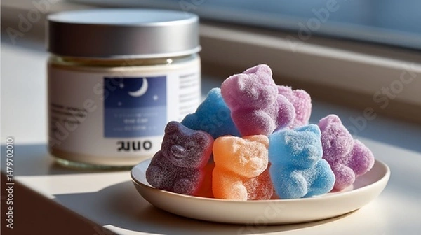 Obraz Colorful gummy bears bask in sunlight