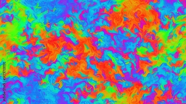 Fototapeta Vibrant Color Texture: A dynamic burst of abstract, kaleidoscopic color, a vivid and energetic pattern of swirling hues and tones, a visually stimulating spectacle that's both chaotic and captivating.