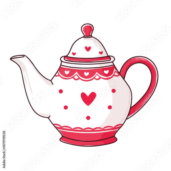 Obraz red teapot isolated on white background